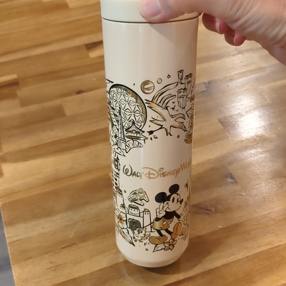 Starbucks Other - Starbucks Walt Disney World Cream and Gold Water Bottle with Whimsical Design